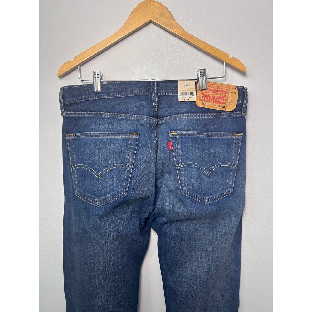 NWT Levi's 501 Original Men's Jeans Dark Wash Straight Leg Denim Levis 33 x 32 - Picture 6 of 10